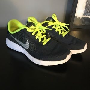 Lime Green and Navy Nike Sneakers